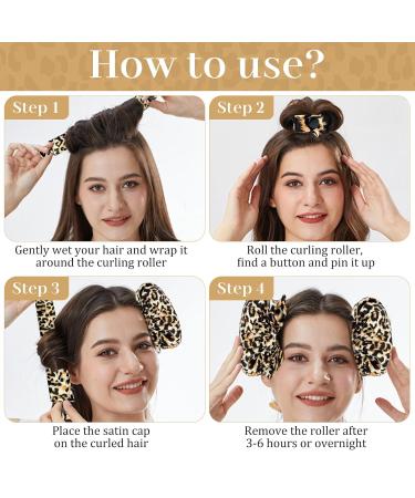 Heatless Curls Set - 3 pcs Non-Slip Curlers for Short to Long Hair | DIY Overnight Curls in Leopard Pattern - Buy Online on GoSupps.com