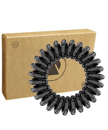 Reskthetic - High -quality spiral hair tie (black) gently to hair sustainable environmentally friendly (telephone cable braid rubber) for girls & women/women (12 x 4 cm)