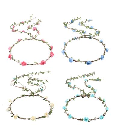 Whaline 4 Pcs Flower Crown Floral Wreath Headband Floral Garland Headbands Bohemian Style Headdress for Wedding Bride Bridal Headwear Party Festivals Hair Accessories (4 Color) - Buy Online on GoSupps.com