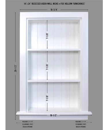 Fox Hollow Furnishings 14x24 Aiden Wall Niche - White with Beadboard Back - Buy Online on GoSupps.com