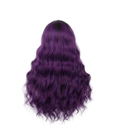 Swiking Ombre Purple Curly Wavy Long Wig for Women | Black Root, Natural & Colorful | Breathable Wig Net | Ideal for Daily Wear, Parties & Cosplay - Buy Online on GoSupps.com