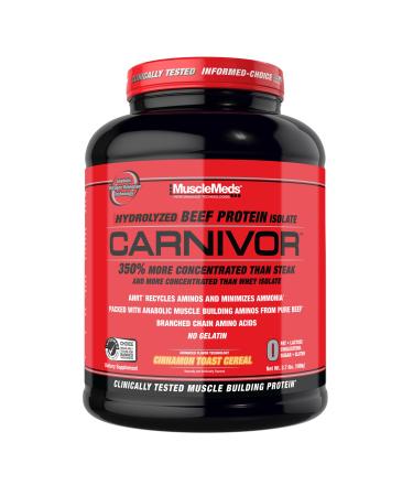 MuscleMeds Carnivor Beef Protein Isolate 0 Lactose 0 Sugar 0 Fat 0 Cholesterol Cinnamon Toast Cereal 4 Lb 56 Servings Cinnamon Toast 4 Pound (Pack of 1)