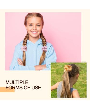 Crowye 30 Pcs Cute Hair Scrunchies - Kawaii Colorful Daisy Print, Polka Dot, Solid Color & Plaid Hair Ties for Women, Girls, Kids - Assorted Accessories - Buy Online on GoSupps.com