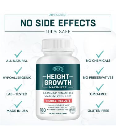 Height Growth Maximizer Calcium Vitamin D3 and Zinc Blend Pills Bone Growth Supplement for Kids and Teens Bone Strength Density Support GMO-Free Gluten-Free Made in USA 180 Caps 180 Count (Pack of 1) - Buy Online on GoSupps.com