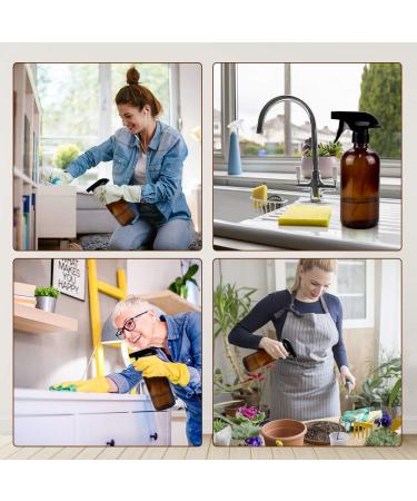 Amber Glass Spray Bottles Set - 16oz*2+4oz*2+2oz*4 Refillable Boston Round Containers for Cleaning, Gardening, Aromatherapy, Pets, Plants, Hair - Buy Online on GoSupps.com