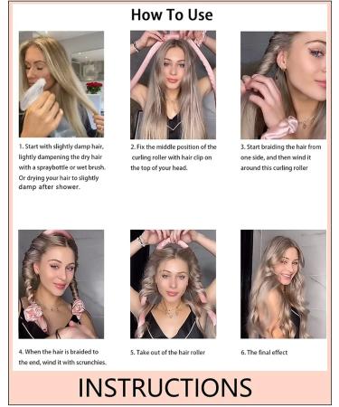 HMMJ Women Heatless Curling Rod Headband No Heat Curl Silk Ribbon with Hair Clips and Scrunchie Sleeping Hair Rollers DIY Hair Styling Tools Kit for Soft Headband Wave Formers Hair Curlers 14 - Buy Online on GoSupps.com