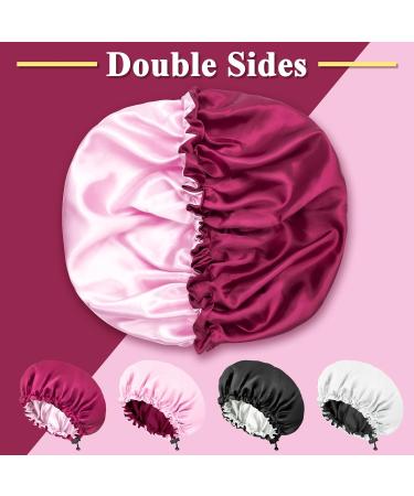 Buy Kiiwah Double Layer Silk Bonnet Sleep Caps - Adjustable Satin Sleeping Caps for Women & Girls | Black & Red | Perfect for Curls - Buy Online on GoSupps.com