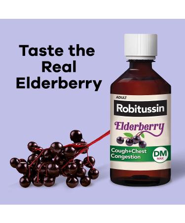 Robitussin Maximum Strength Elderberry Cough Plus Chest Congestion DM - Non-Drowsy Relief for Adults - 16 Fl Oz (Pack of 2) - Buy Online on GoSupps.com