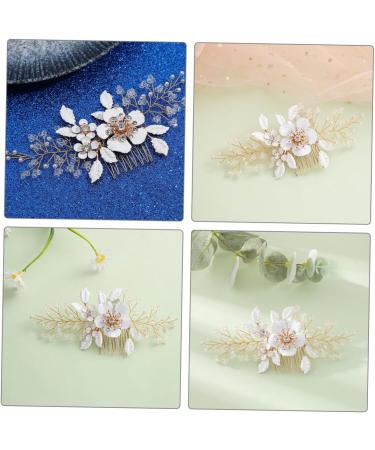 Didiseaon Bridal Hair Comb Rhinestone Hair Accessories Bridal Flower Hair Comb Flower Rhinestone Hair Comb Hair Accessories for Wedding Gold Decor Hairpin Metal Manual Bride White - Buy Online on GoSupps.com