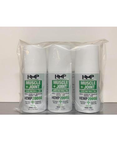 HMP Muscle & Joint Cooling Roll On - 2000MG Natural Formula with Menthol & Arnica - Fast Acting Hemp Support for Back Shoulder & Knee - Made in USA (3 Pack) - Buy Online on GoSupps.com