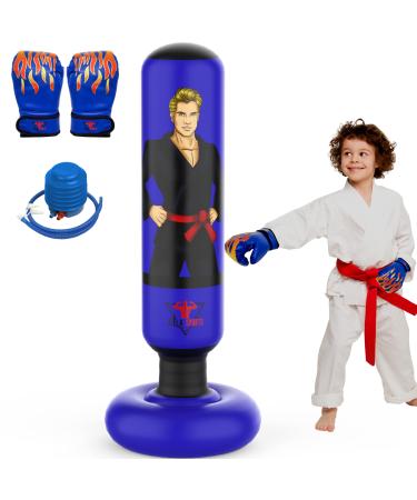 JEELA SPORTS Extendable Punching Bag for Kids 3-12 Years | Boxing Gloves | Inflatable 53 to 63 inches | Resistant Kids Punching Bag Burn Off Children's Abundant Energy | Best Toy Gift for Boys