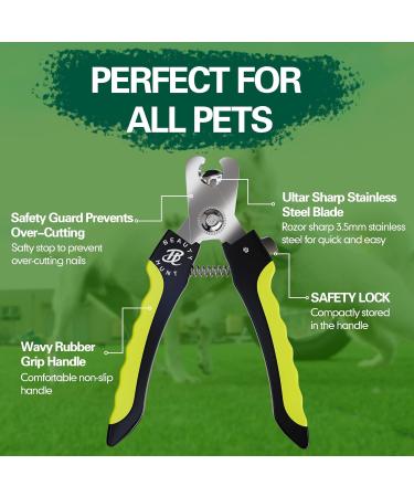 BeautyHunt Dog Nails Clippers | Pet Claw Trimmer for Large Medium Breeds | Safety Lock & Protective Guard | Black & Green - 16cm - Buy Online on GoSupps.com