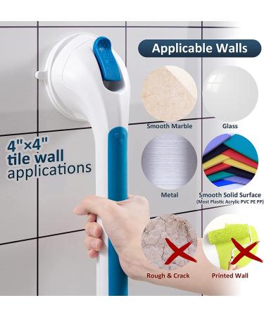LeverLoc 17-inch Handicap Grab Bars for Bathrooms & Showers | Easy Install & Removal Suction Shower Handle for Seniors - Buy Online on GoSupps.com