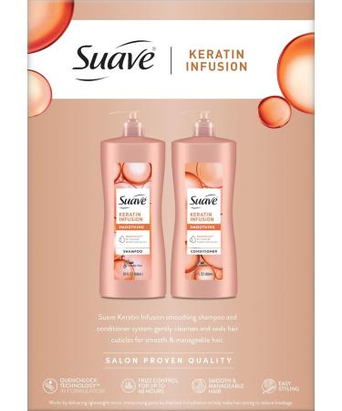 Keratin Infusion Shampoo and Conditioner Set - Smoothing Hair Treatment 48H Frizz Control Anti-Frizz Detangler - 28 Oz Each | International Shipping Available - Buy Online on GoSupps.com
