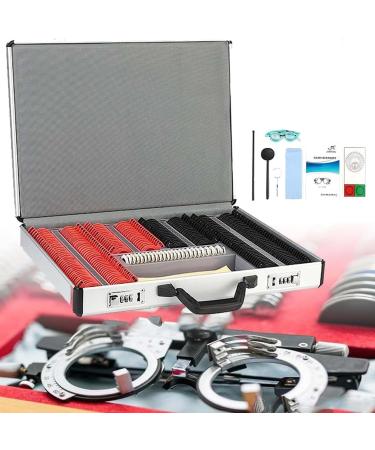 266Pcs Trial Lens Set Optical Kit Optical Trial Lens Frame Optometry Kit Adjustable Trial Frame Optometry Optician Eye Test 38mm Aperture Aluminum Suitcase