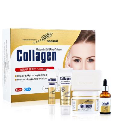 Skincare Gift Set for Women - Collagen Skin Care Set - Skin Care Sets & Kits with Beauty Soap Face Serum Eye Cream Beauty Cream Sunscreen Lotion - Skincare Set for Anti-aging