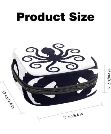 Octopus Silhouette Sanitary Napkin Storage Bag | Portable Period Pocket for Women & Teen Girls | Menstrual Cup Organizer - Buy Online on GoSupps.com