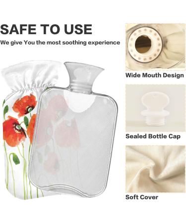 NAANLE Heat Bottle - Poppy Flower Design | 1L Hot Water Bottle for Menstrual Cramps Pain Relief & Heat Therapy - Buy Online on GoSupps.com
