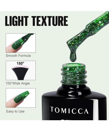 TOMICCA Dark Green Glitter Sparkle Gel Nail Polish Set - 4PCS | Soak Off UV LED Christmas Manicure Gift - Buy Online on GoSupps.com