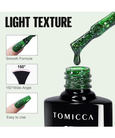 Tomicca UV Nail Polish Green Set - 4 Colors Dark Green Glitter Gel Soak Off UV/LED Non-Toxic & Durable Ideal Christmas Gift for Nail Art DIY & Home Salon 8ml Autumn-A116014 - Buy Online on GoSupps.com