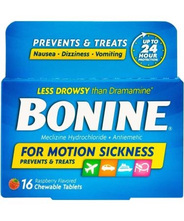 Bonine Chewable Tablets - Raspberry Flavor (64 Tablets) | Fast-Acting Relief - Buy Online on GoSupps.com