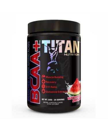 Titan BCAA+ Powder - Branched-Chain Amino Acid + Glutamine - Build Lean Muscle Increase Muscle Mass Aid Recovery - BCAA Ratio 2:1:1 - No Gluten Low-Carb - Vegan - 50 Servings - Watermelon Splash