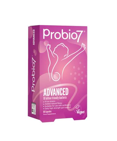 Probio 7 Probio7 Advanced | 9 live strains | 10 billion CFU Saccharomyces Boulardii + 2 Fibers | Gut Health - 60 vegan capsules (2 months)
