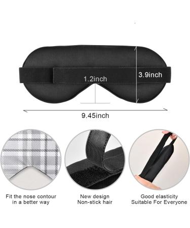Haskirky Light Blocking Eye Mask for Adult Men and Women - Breathable & Adjustable for Travel, Yoga, Meditation, Office - Grey Plaid Pattern - Buy Online on GoSupps.com