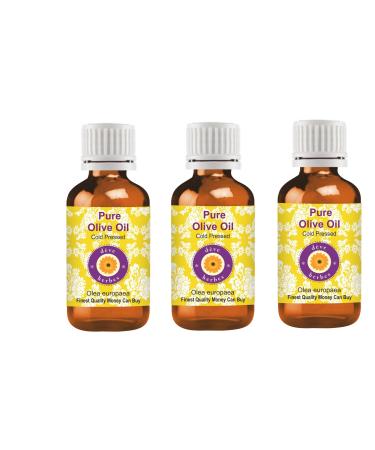 Deve Herbes Pure Olive Oil Olea europaea 100 Natural Therapeutic Grade Cold Pressed for Personal Care Pack of Three 100ml X 3 10 oz