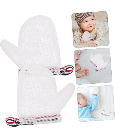 FRCOLOR 2 Pairs Anti-eating Gloves Newborn Pacifiers Finger Sucking Stop Girl Anti Scratching Gloves Newborn Mittens Baby Girl Child Nail Biting Anti-scratch Nylon White - Buy Online on GoSupps.com