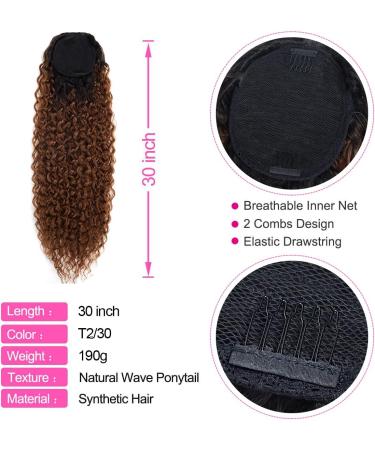 30 inch Long Curly Synthetic Drawstring Ponytail Extension in T2/30# for Women - Buy Online on GoSupps.com