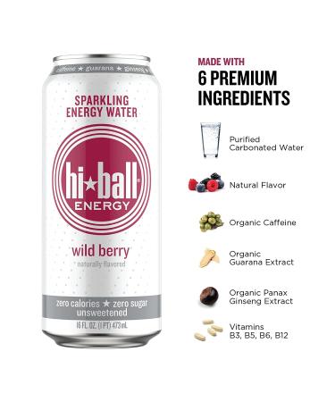 Hiball Clean Energy Seltzer Water 8-Pack - Caffeinated Sparkling Water with Vitamin B12 & B6 - Sugar-Free Variety Pack - 16 Fl Oz x 8 - Buy Online on GoSupps.com