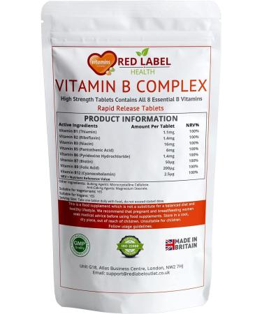 Vitamin B Complex High Strength 60 Tablets (2 Months Supply) All 8 Vitamins B in 1 Tablet Vitamins B1 B2 B3 B5 B6 B12 Biotin & Folic Vitamin B for Men & Women Vegan Made in The UK 1 count (Pack of 60) - Buy Online on GoSupps.com