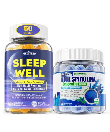 Nextdia Melatonin Free Sleep Gummies + Organic Blue Spirulina Gummies
