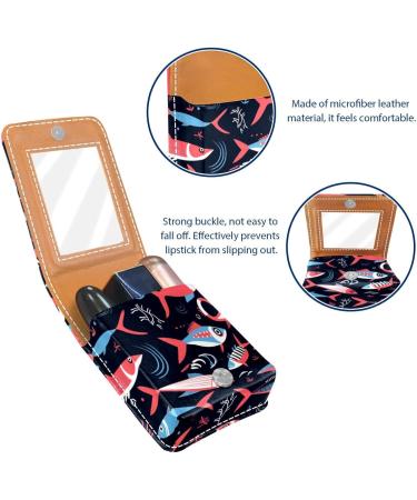 Travel Lipstick Organizer Case - Portable Makeup Bag with Mirror | Abstract Ocean Fish Design for Easy Travel & Storage - Buy Online on GoSupps.com