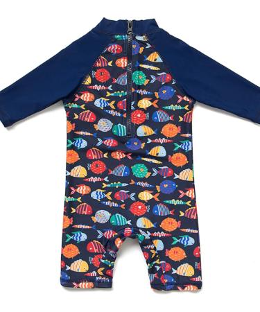 BONVERANO Baby Boy UV Protection Swimsuit | Long-Sleeve One Piece with Zip Fish | 4 Years - Buy Online on GoSupps.com