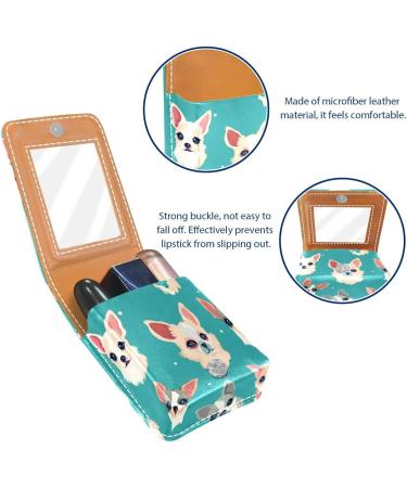 Travel Lipstick Organizer Case | Portable Makeup Bag with Mirror | Bow Chihuahua Dog Design - Shop Now - Buy Online on GoSupps.com