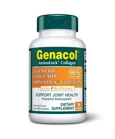 Genacol Turmeric Curcumin Collagen Supplement Enhanced Absorption with 95% Curcuminoids  Black Pepper & AminoLock Colageno | Supports Healthy Joints | 90 Capsules
