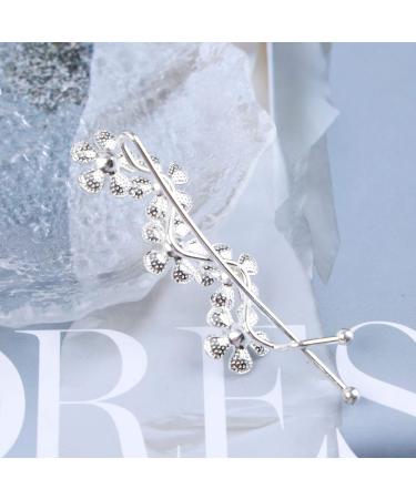 Aneneiceera Crystal Flower Hair Clip Silver Hair Barrette One word Clip Rhinestone Hair Pin Headpieces Decorative Hair Pins Headwear Bride Hair Accessories for Women and Girls (Silver) - Buy Online on GoSupps.com