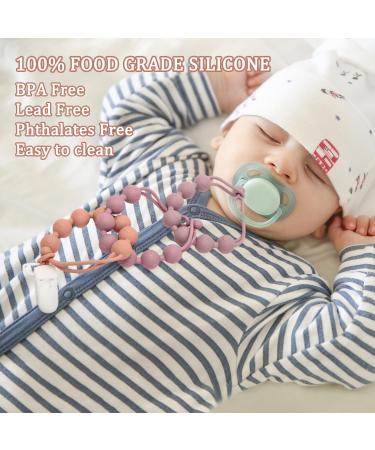 CLdy 2-in-1 Silicone Pacifier Chain & Bite Ring Toys - BPA-Free Baby Pacifier Holder Strap - 3-Pack (Orange Purple Pink) for Boys & Girls - Buy Online on GoSupps.com