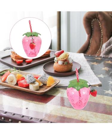 Alipis 4pcs Hawaii Sippy Cup Set - Cartoon Fruit Straw Cups with Strawberry Pendant for Luau Party - Buy Online on GoSupps.com