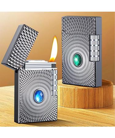 Classic Soft Flame Side Pulley Ignition Metal Body Butane Torch Lighter Refillable Gas Adjustable Flame Lighter Suitable for Cigar Candle Outdoor Camping BBQ Gift for Men(Black2) - Buy Online on GoSupps.com