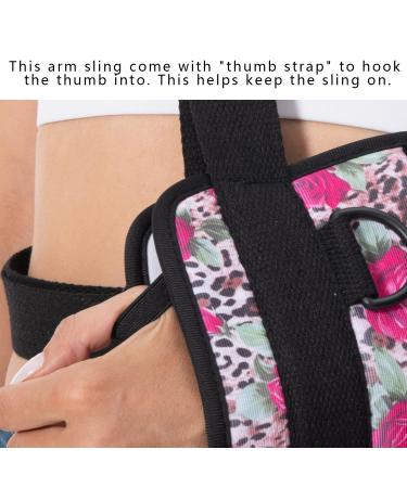 FOGOK Foam Arm Sling Shoulder Immobilizer - Rotator Cuff Support Brace with Waist Strap for Women - Ideal for Shoulder Injury, Dislocation, Fracture - Rose Leopard - Buy Online on GoSupps.com