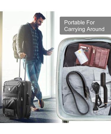 2-in-1 Hair & Beard Straightener Brush for Men - Ionic Fast Heating Adjustable Temp (120-200 ) - Perfect for Black Hair & Beard Styling - Buy Online on GoSupps.com