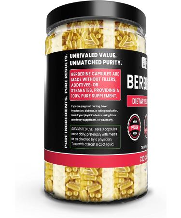 Pure Berberine Capsules (730 Count) - Lab Verified, Original Ingredients, No Fillers - 1 Pack - Buy Online on GoSupps.com