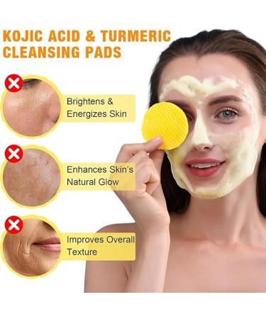 Turmeric Kojic Acid Cleansing Pads | Exfoliating & Brightening Face Scrub | Natural Skin Lightening & Radiant Skin Care | Daily 50pcs Facial Pads - Buy Online on GoSupps.com