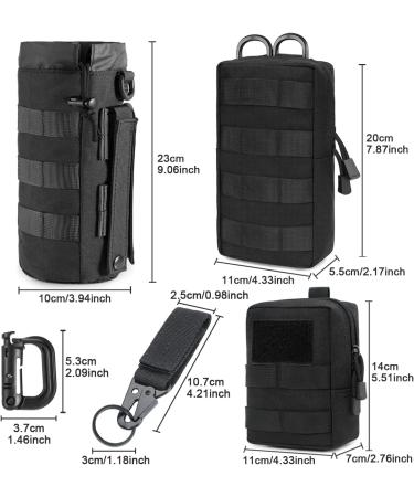 Mucher 3 Pack Tactical Hip Pockets - Molle Bags for Outdoor Hiking Hunting & Camping - EDC Utility Bellbags with Hooks & Key Rings (Black) - Buy Online on GoSupps.com