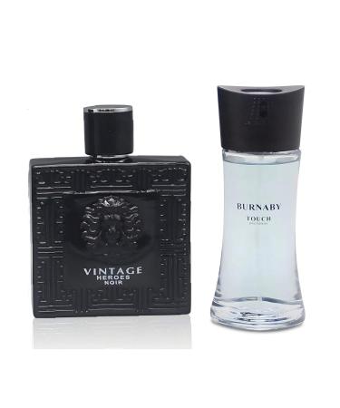 Vintage Heroes Noir&Burnaby Touch Combo Cologne for Men/Eau de Parfum Natural Spray Top Notes of Green Apple and Lemon Middle Notes of Tonka Bean Base Notes of Geranium- Natural Spray 100ML