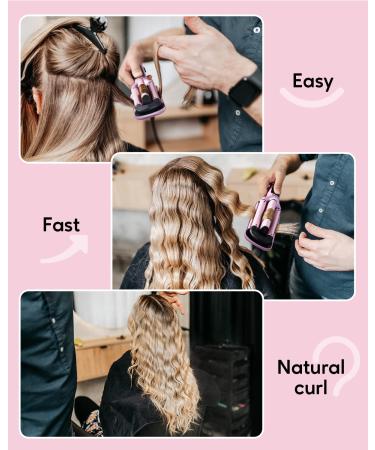 Wavytalk Beach Waves Curling Iron 3 Barrel Hair Waver Crimper Wand - Adjustable Heat, Ceramic, Dual Voltage - Pink - Buy Online on GoSupps.com