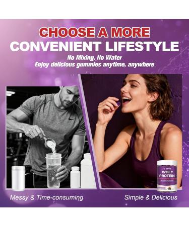 3 in 1 Whey Protein Gummies | Creatine Monohydrate | Collagen 0 Sugar Pure Protein Source Muscle & Energy Support Berry Flavor for Women and Men - Buy Online on GoSupps.com